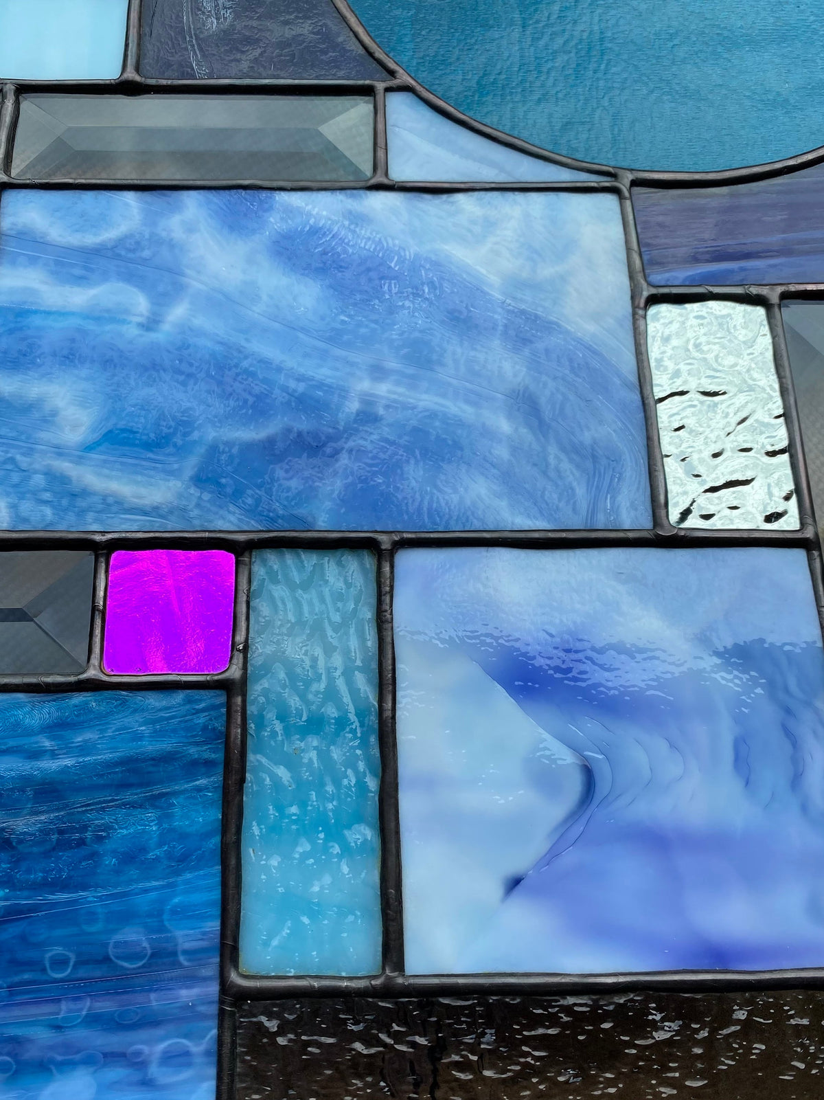 12.5" x 20.5" abstract stained glass panel