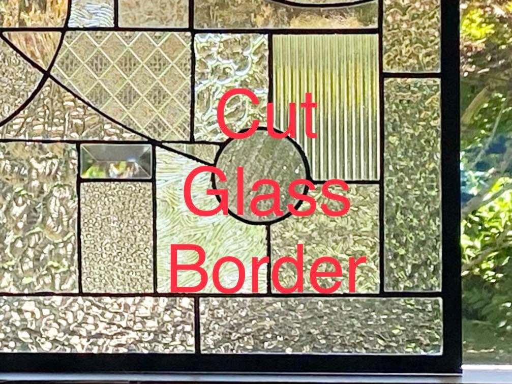 21" x 33" clear textured abstract stained glass window