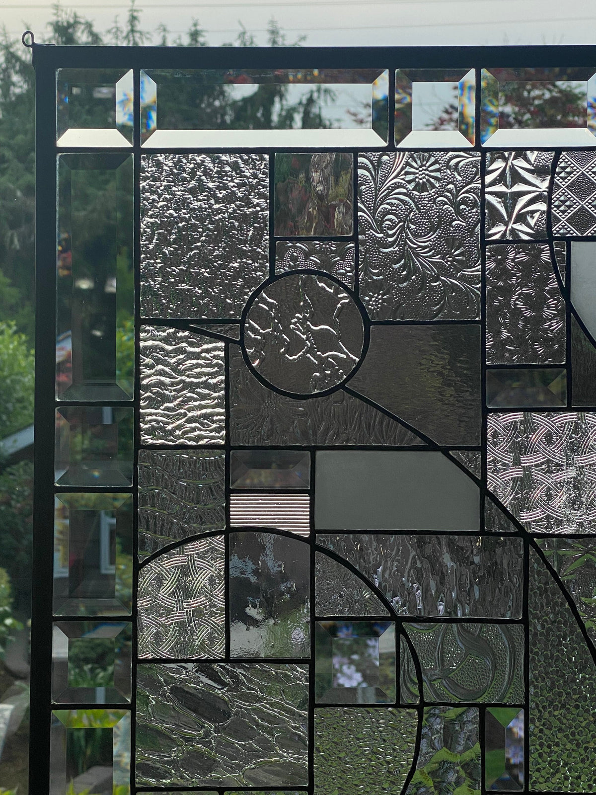 24" x 24" abstract stained glass panel