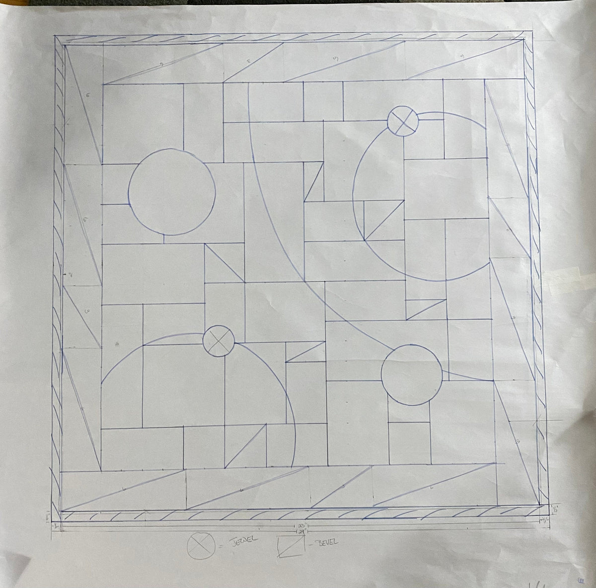 24" x 24" abstract stained glass panel