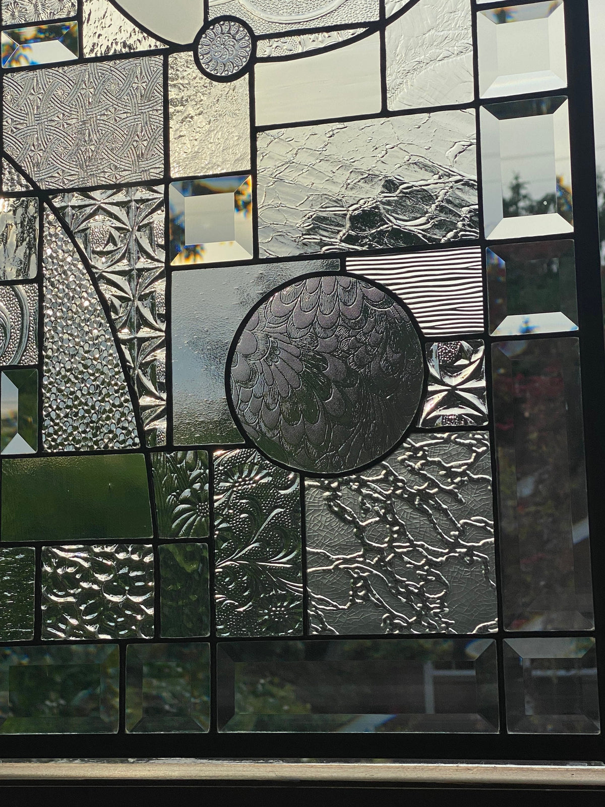 24" x 24" abstract stained glass panel