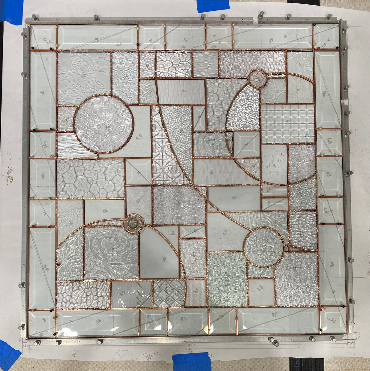 24" x 24" abstract stained glass panel