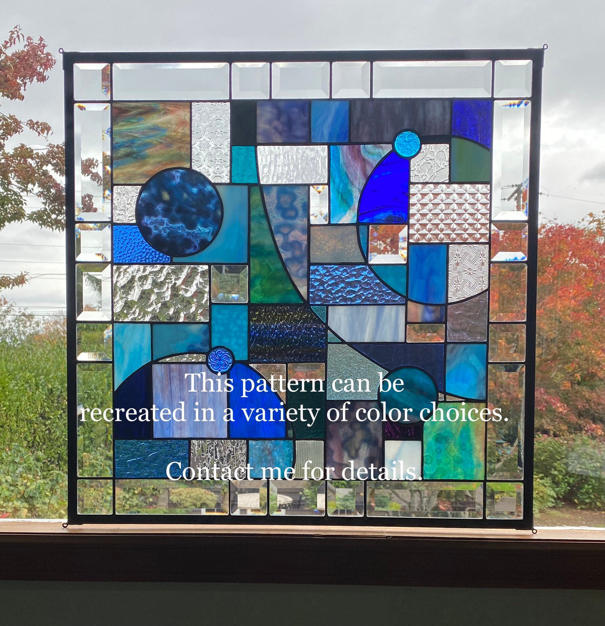 24" x 24" abstract stained glass panel