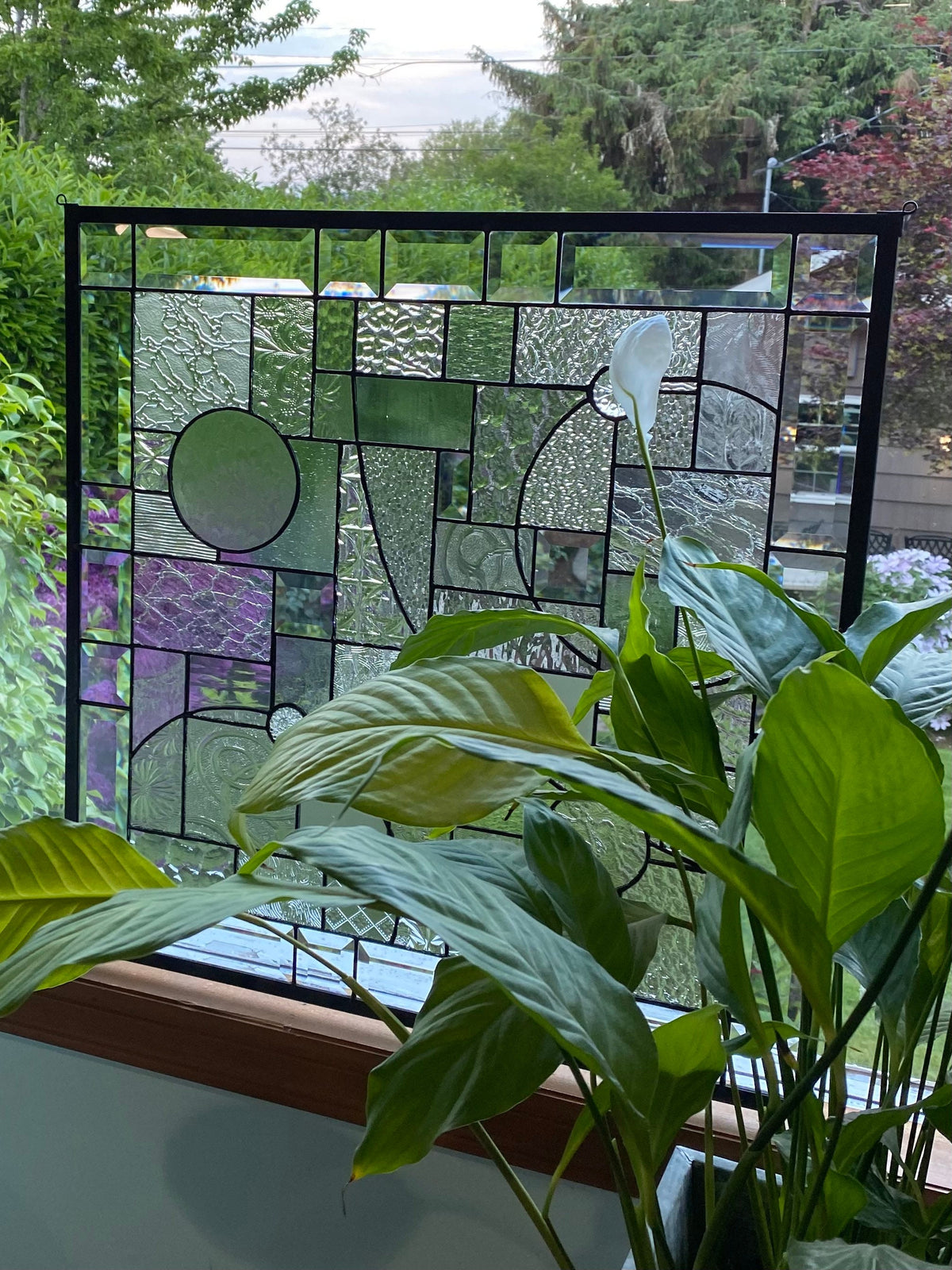 24" x 24" abstract stained glass panel