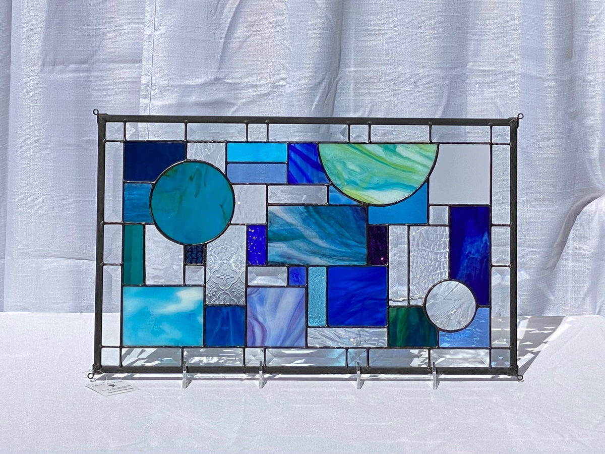 12.5" x 20.5" abstract stained glass panel