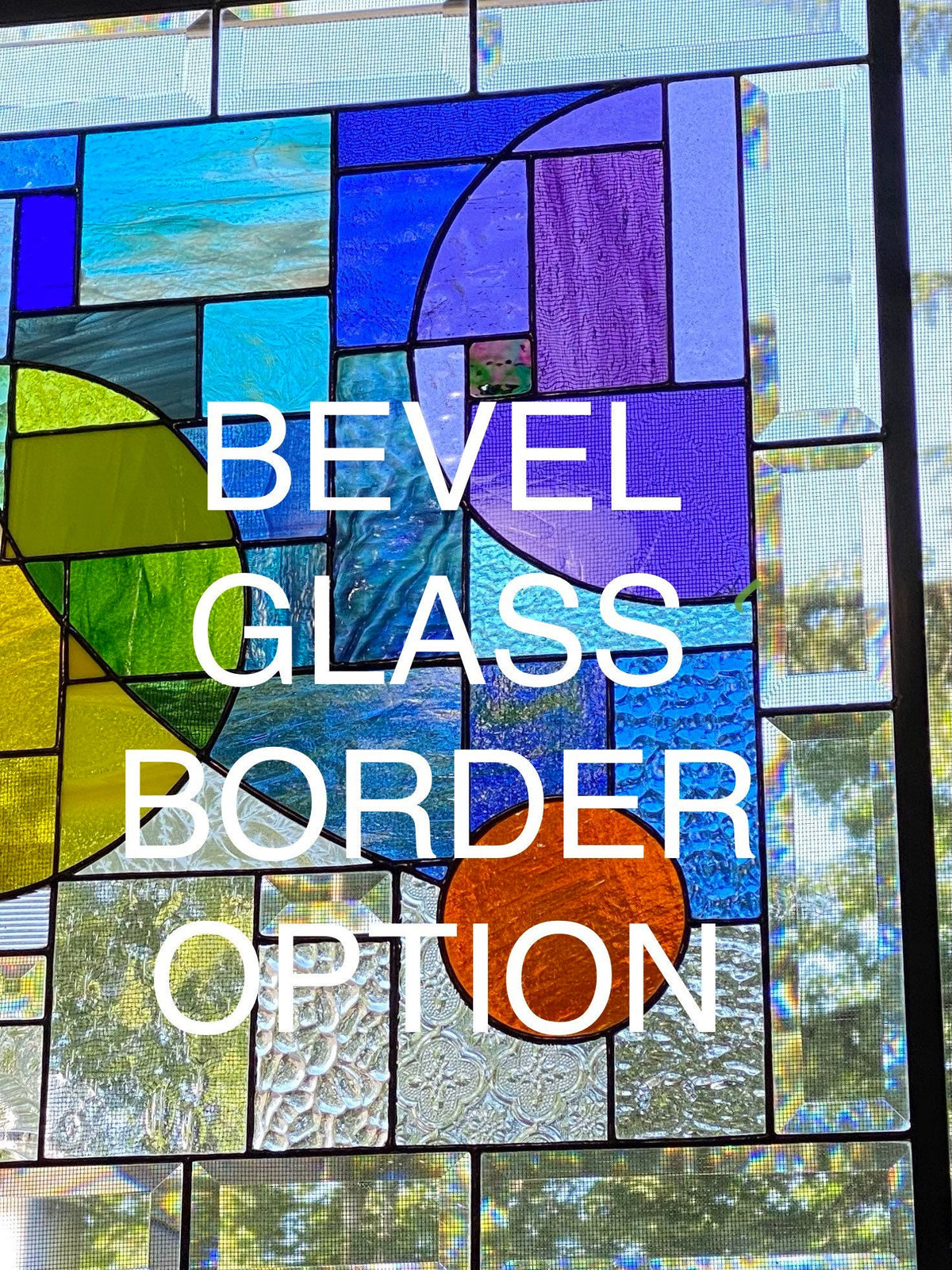 21" x 33" rainbow abstract stained glass window