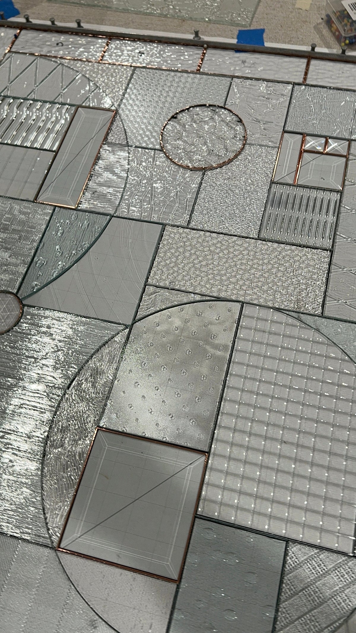 30" x 36" clear textured privacy stained glass window