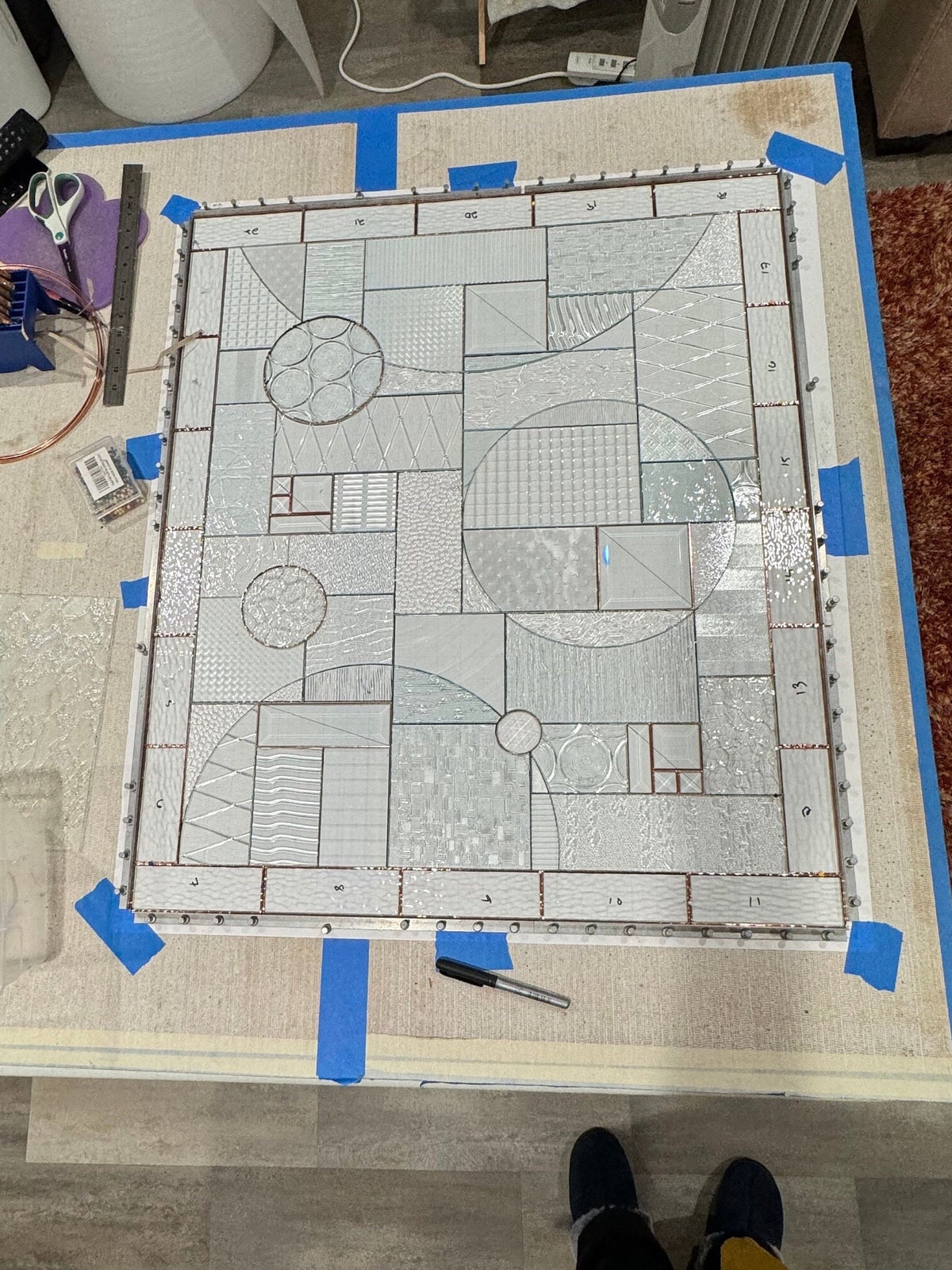 30" x 36" clear textured privacy stained glass window