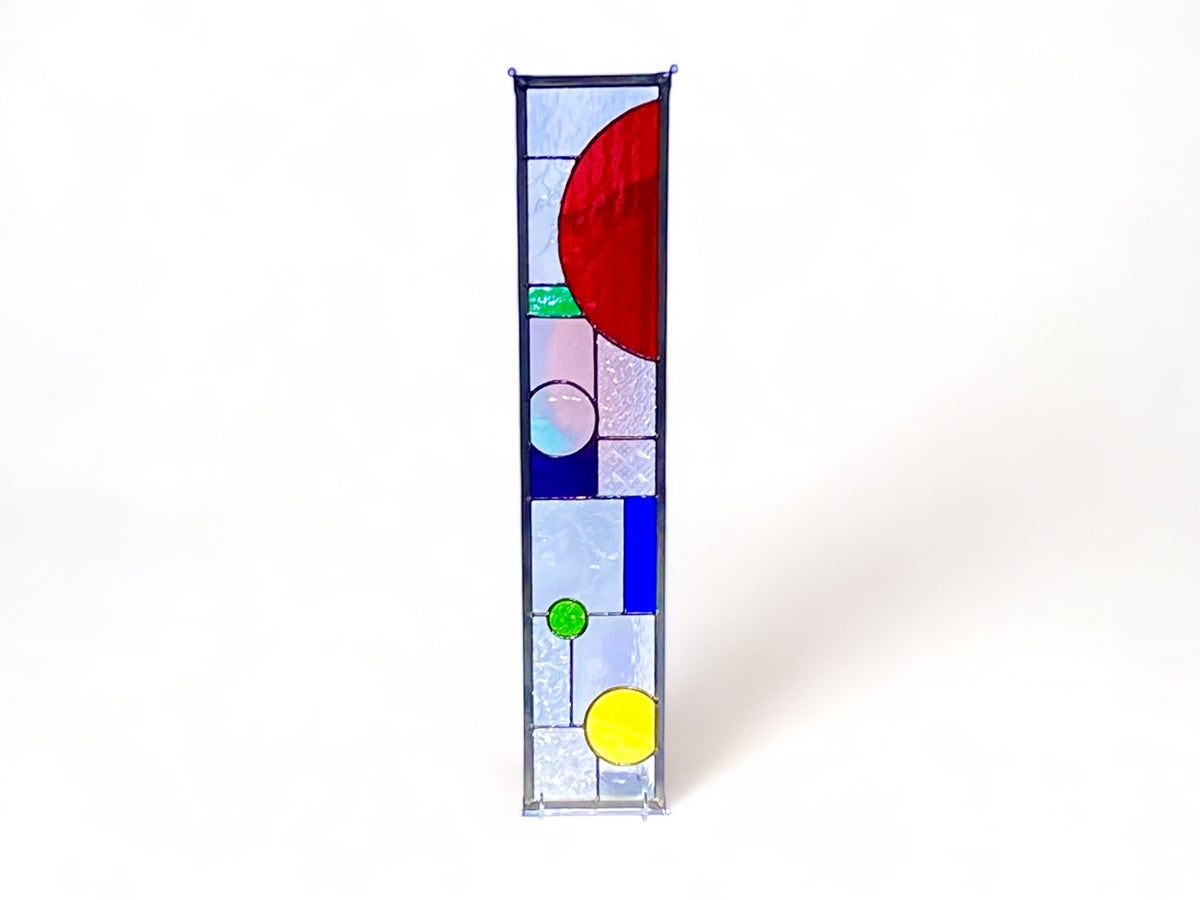 5" x 24" half circle abstract stained glass panel