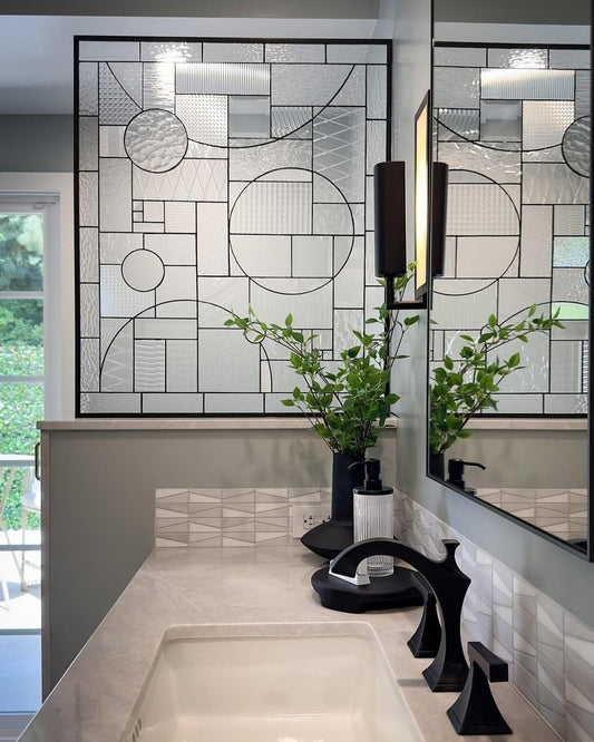 30" x 36" clear textured privacy stained glass window