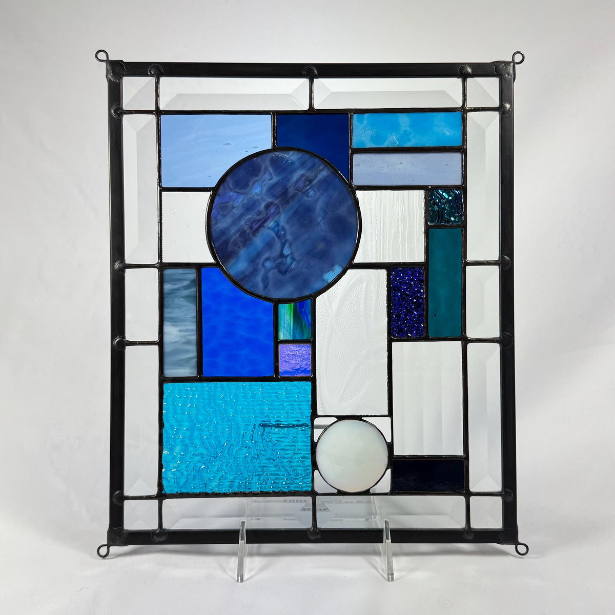 10.5" x 12.5" abstract stained glass panel example
