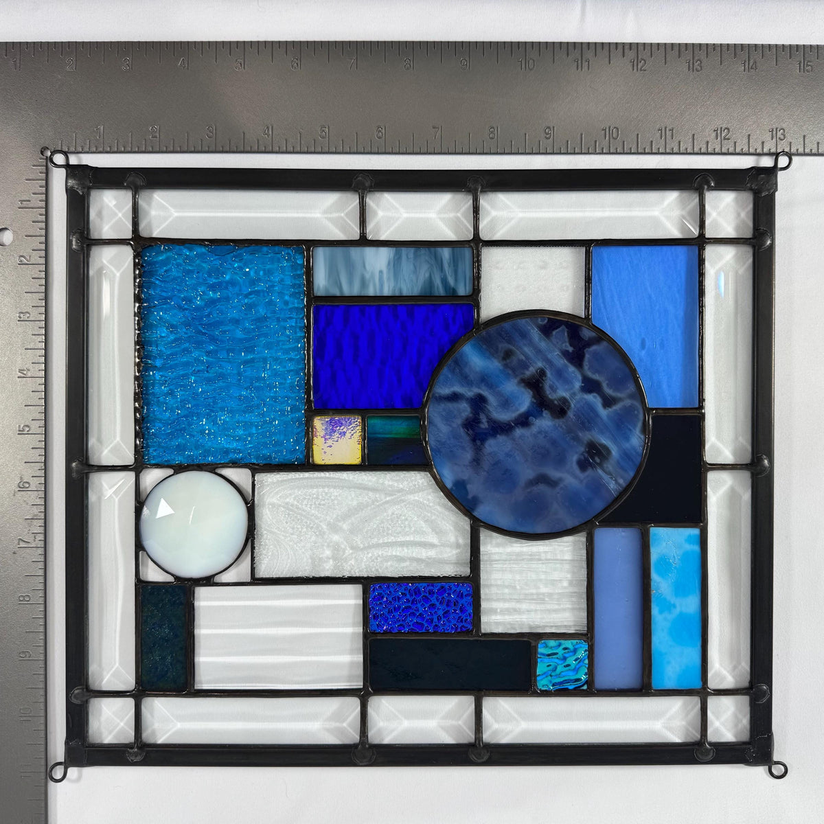10.5" x 12.5" abstract stained glass panel example
