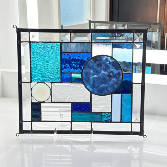 10.5" x 12.5" abstract stained glass panel example