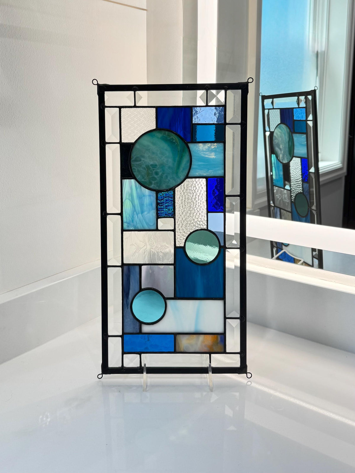 8.5" x 16.5" abstract stained glass panel example