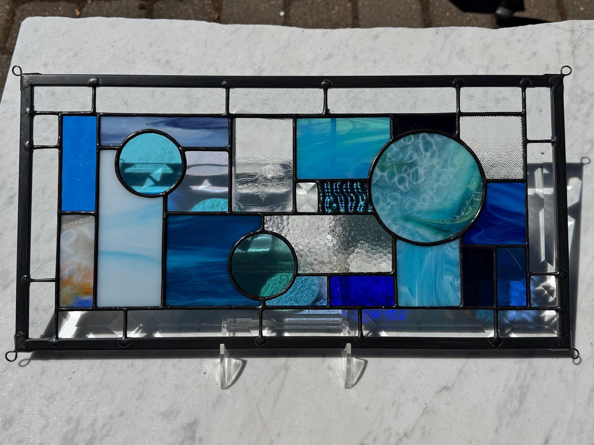 8.5" x 16.5" abstract stained glass panel example
