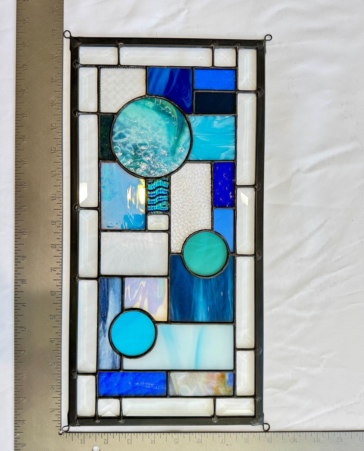 8.5" x 16.5" abstract stained glass panel example